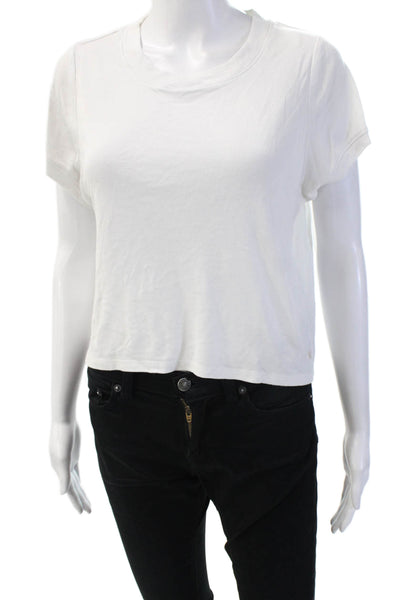 Splendid Women Cropped White Modal Crewneck Short Sleeve T-Shirt Size M