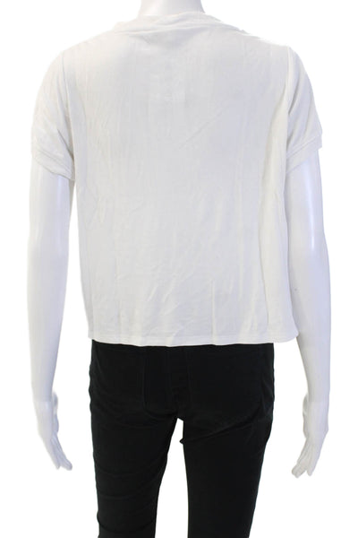 Splendid Women Cropped White Modal Crewneck Short Sleeve T-Shirt Size M