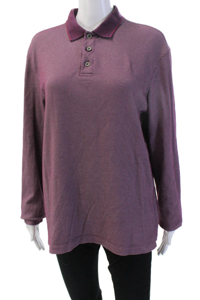Untuckit Mens Polo Collared Button Purple Long Sleeve Cotton Blend Size M