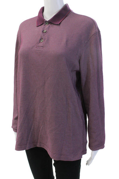 Untuckit Mens Polo Collared Button Purple Long Sleeve Cotton Blend Size M