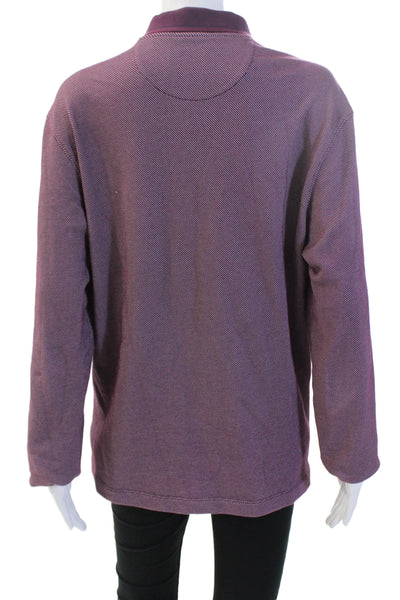 Untuckit Mens Polo Collared Button Purple Long Sleeve Cotton Blend Size M