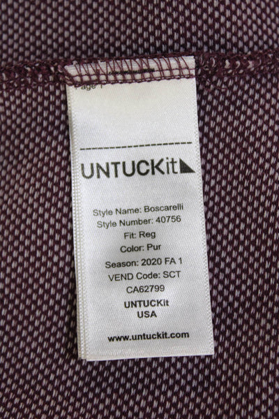 Untuckit Mens Polo Collared Button Purple Long Sleeve Cotton Blend Size M