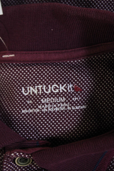 Untuckit Mens Polo Collared Button Purple Long Sleeve Cotton Blend Size M