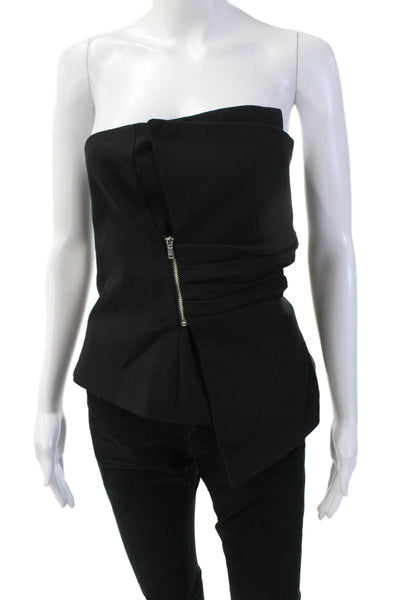 Zara Womens Sleeveless Black Solid Top Polyester Viscose Size M