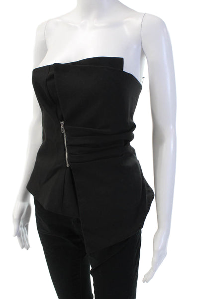 Zara Womens Sleeveless Black Solid Top Polyester Viscose Size M