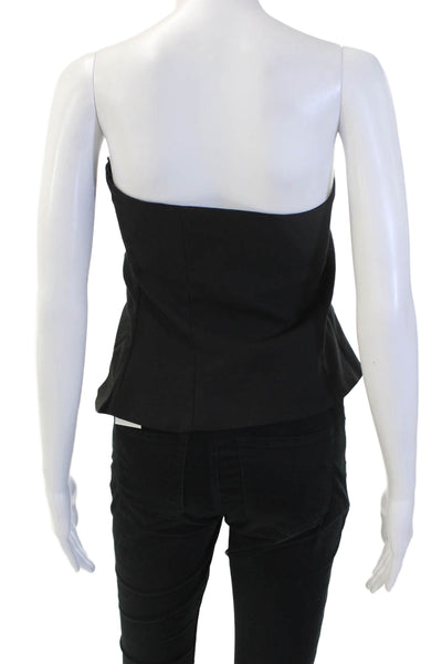 Zara Womens Sleeveless Black Solid Top Polyester Viscose Size M