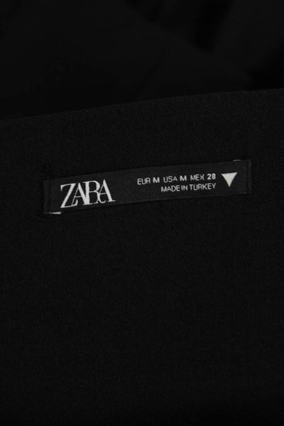Zara Womens Sleeveless Black Solid Top Polyester Viscose Size M