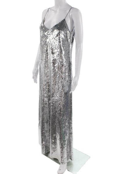 Lafayette 148 New York Womens Gray V-Neck Maxi Slip Dress Size S