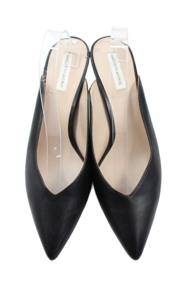Saks Fifth Avenue Womens Pointed Toe Slip On Stilettos Black Size 9.5