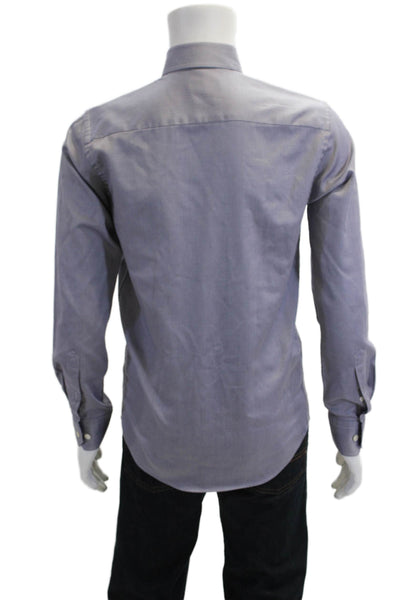 Eton Mens Dress Shirt Gray Cotton Point Spread Collar Long Sleeve Size 15