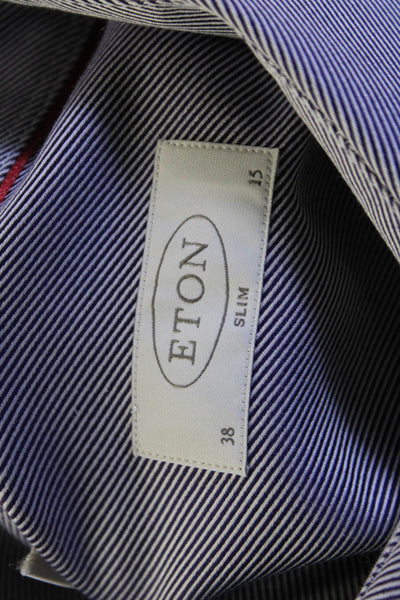 Eton Mens Dress Shirt Gray Cotton Point Spread Collar Long Sleeve Size 15