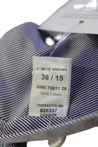 Eton Mens Dress Shirt Gray Cotton Point Spread Collar Long Sleeve Size 15