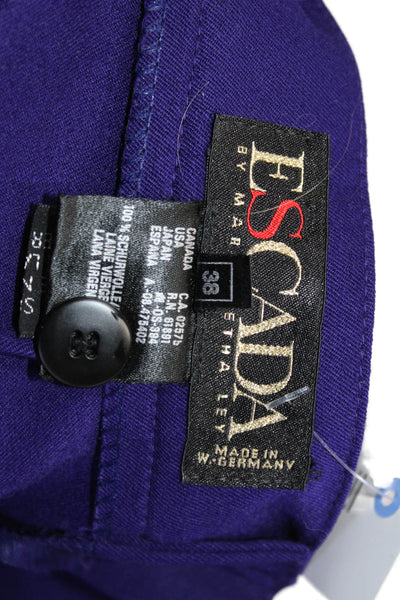 Escada Women Dress Pants Purple Virgin Wool Button Inseam 30 Size 38