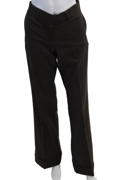 BCBGMAXAZRIA Unisex Brown Wool Dress Pants Button Classic Size 6