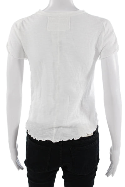 We The Free Womens Cropped White Bird Graphic Cotton Crew Neck T-Shirt Size S