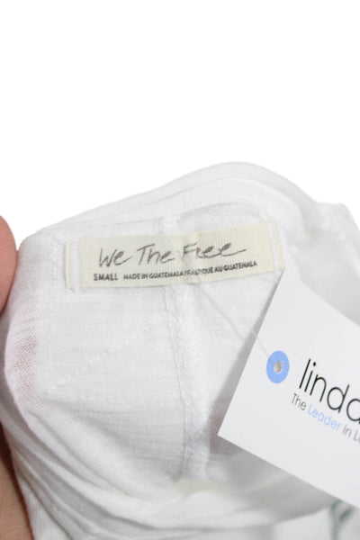 We The Free Womens Cropped White Bird Graphic Cotton Crew Neck T-Shirt Size S