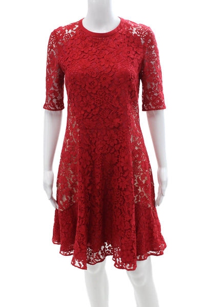 Joseph Women A-Line Fit & Flare Floral Mid-Calf Dress Red Size 40