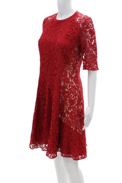Joseph Women A-Line Fit & Flare Floral Mid-Calf Dress Red Size 40