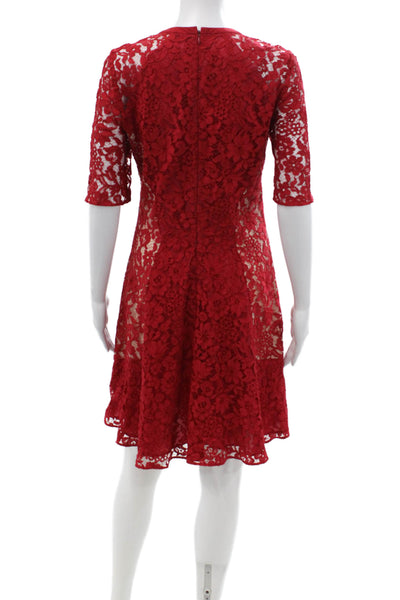 Joseph Women A-Line Fit & Flare Floral Mid-Calf Dress Red Size 40