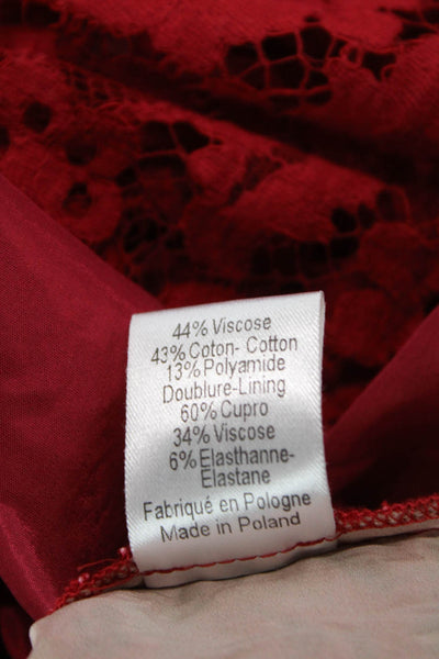 Joseph Women A-Line Fit & Flare Floral Mid-Calf Dress Red Size 40