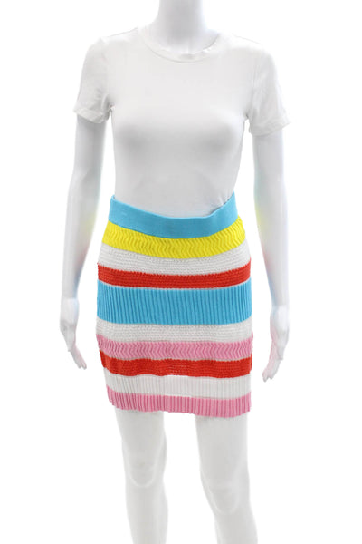 Solid & Striped Womens Light Blue Striped Mini Skirt 98% Cotton Size M