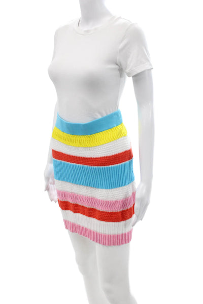 Solid & Striped Womens Light Blue Striped Mini Skirt 98% Cotton Size M