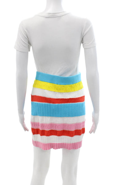 Solid & Striped Womens Light Blue Striped Mini Skirt 98% Cotton Size M
