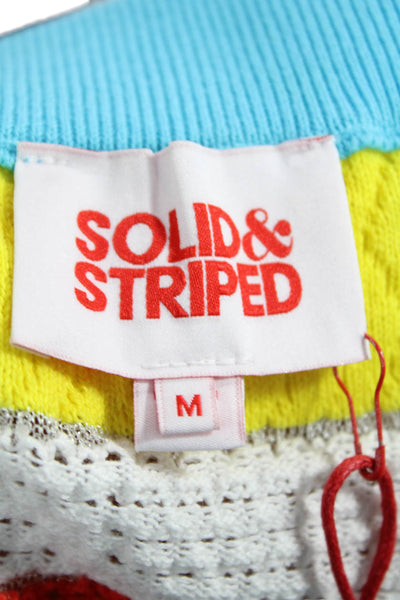 Solid & Striped Womens Light Blue Striped Mini Skirt 98% Cotton Size M
