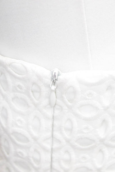 Nicholas Women Straight Pencil Skirt White Cotton Geometric Size 4