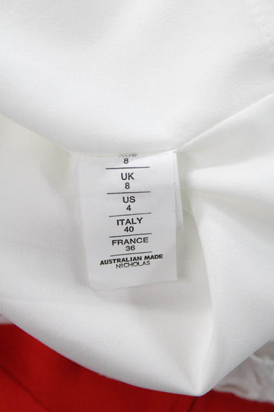 Nicholas Women Straight Pencil Skirt White Cotton Geometric Size 4