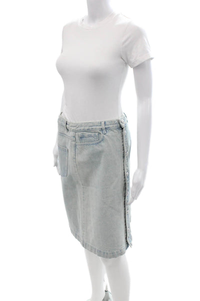 A.P.C. Women A-Line Straight Pencil Skirt Light Blue Cotton Knee Length Size 38