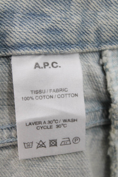 A.P.C. Women A-Line Straight Pencil Skirt Light Blue Cotton Knee Length Size 38