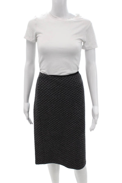 Armani Collezioni Womens Herringbone Straight Pencil Skirt Dark Gray Size 12