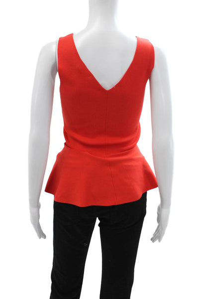 Elie Tahari Women Red V-Neck Sleeveless Tank Zip Closure Size S