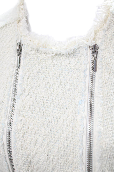 Rebecca Taylor Womens White Zip Front Crew Neck Long Sleeve Jacket Size 4