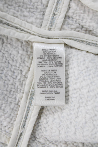 Rebecca Taylor Womens White Zip Front Crew Neck Long Sleeve Jacket Size 4