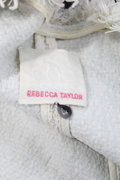 Rebecca Taylor Womens White Zip Front Crew Neck Long Sleeve Jacket Size 4