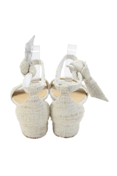 Alexandre Birman Womens Textured Open Toe Ankle Strap Sandals White Size 37 7