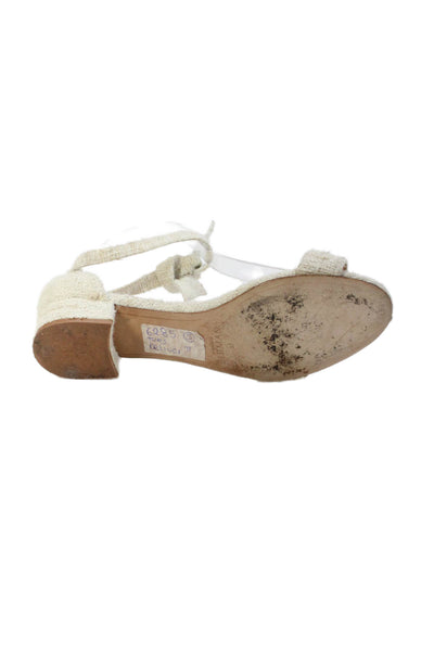 Alexandre Birman Womens Textured Open Toe Ankle Strap Sandals White Size 37 7