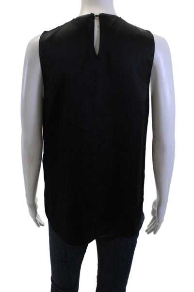 Elie Tahari Women Basic Silk Black Sleeveless Tank Round Neck Button Size XS