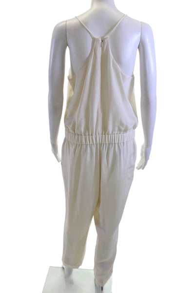 J Crew Collection Women Beige Silk V-Neck Sleeveless Jumpsuit Size 6
