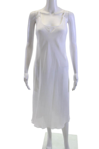 Argent Women White Slip Dress Mid Calf Sleeveless Polyester Blend Size 6