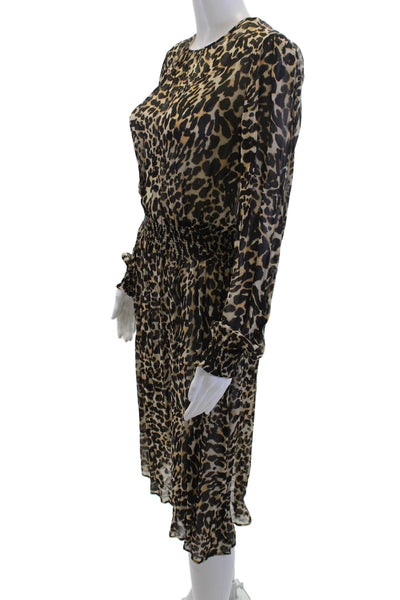 Zara Woman Women Blouson Dress Beige Animal Print Long Sleeve Size M