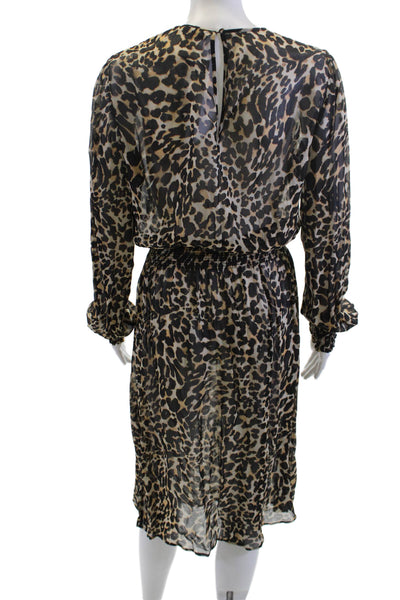 Zara Woman Women Blouson Dress Beige Animal Print Long Sleeve Size M
