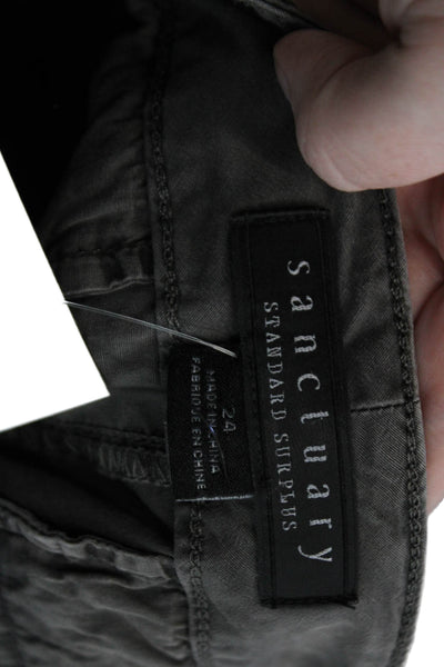 Sanctuary Unisex Cargo Chino Shorts Dark Gray Buckle Size 24
