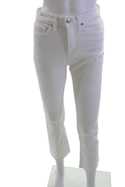 Veronica Beard Women Cropped Flared High Rise White Jeans Size 24