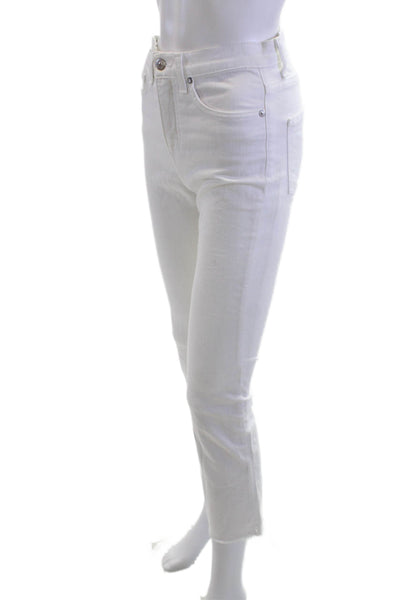 Veronica Beard Women Cropped Flared High Rise White Jeans Size 24