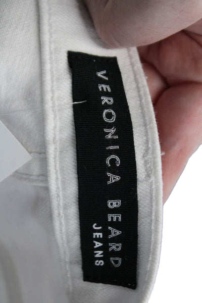 Veronica Beard Women Cropped Flared High Rise White Jeans Size 24