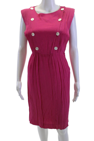 Albert Nipon Womens Sheath Dress Pink Sleeveless Knee Length 80s Size S