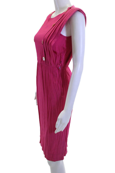 Albert Nipon Womens Sheath Dress Pink Sleeveless Knee Length 80s Size S